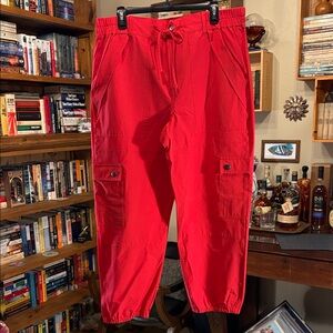 CAbi Women's Vibrant Red Cargo Pants